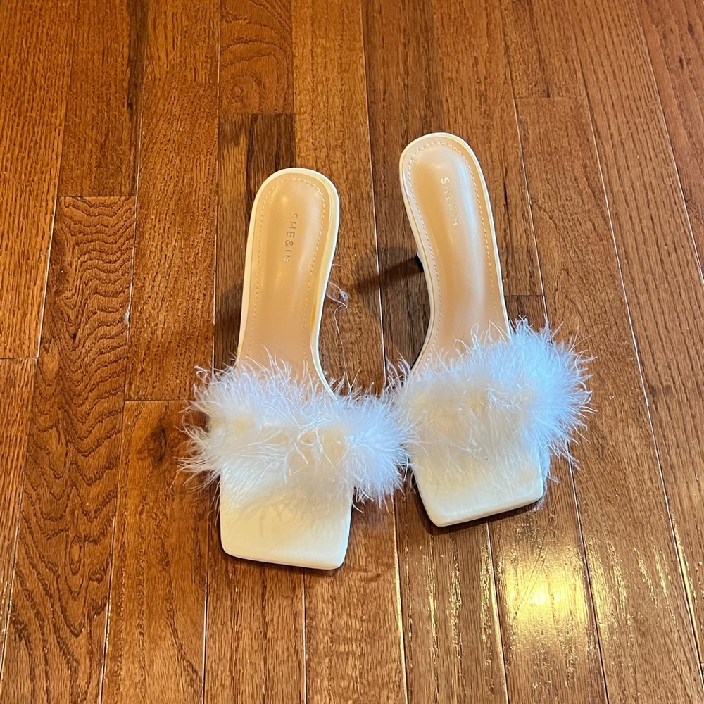 White Feather Heels